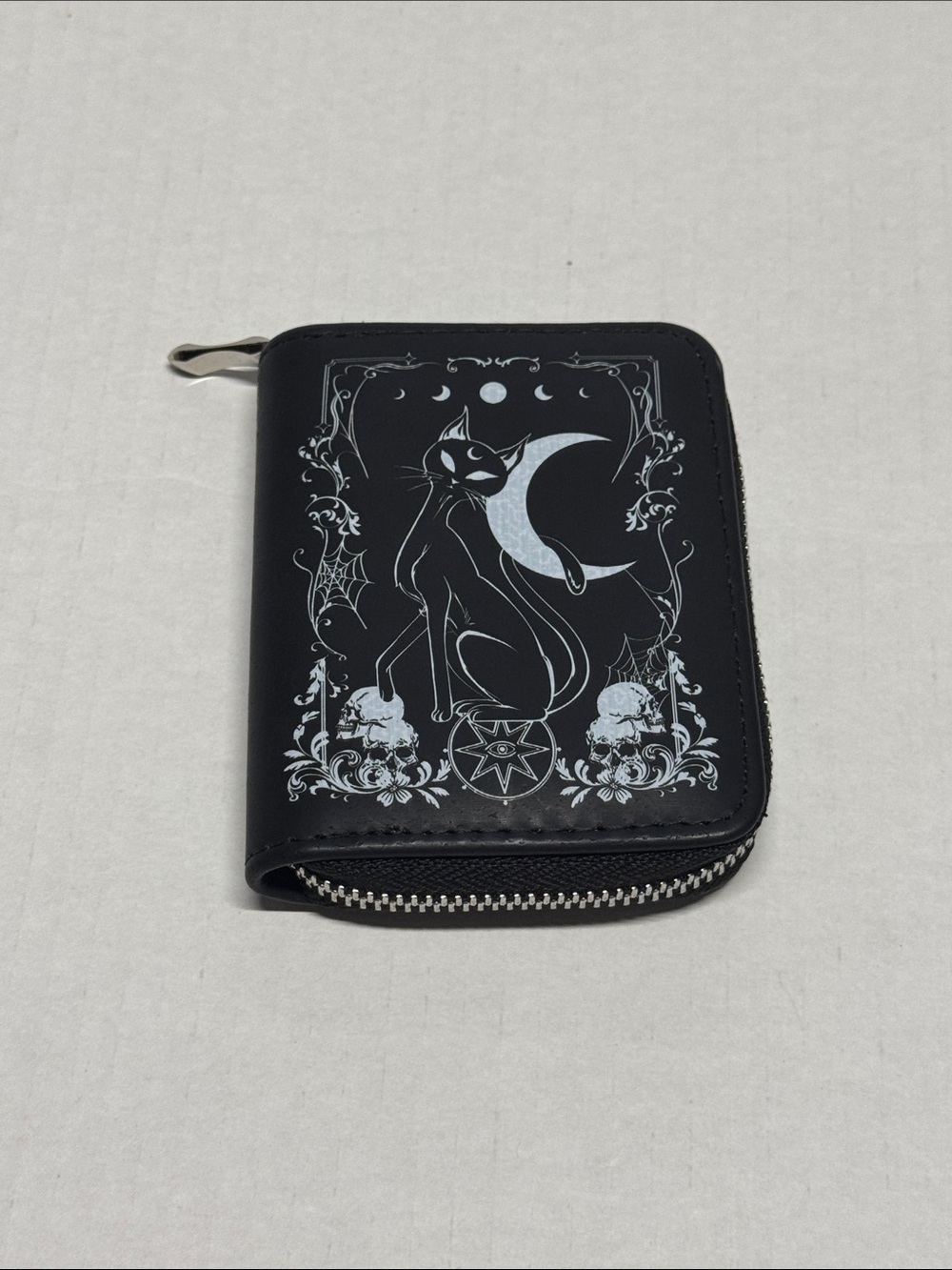 Moonlit Black Cat Zip Wallet Gothic  NWT